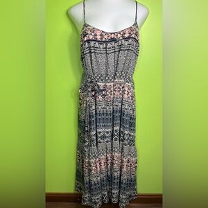 Lucky Brand BOHO Floral Crinkle Dress Adjustable Strap Multicolor Size XL